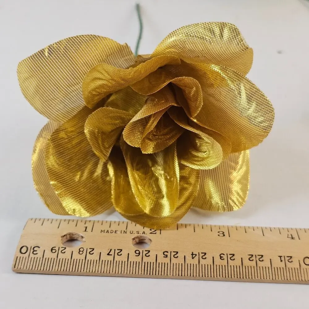 Gold Metallic Silk Roses 3